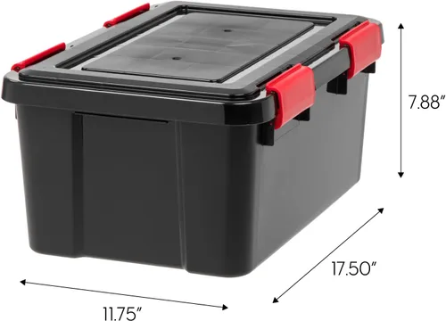 Vista 2 de IRIS - Caja de almacenamiento WEATHERTIGHT de 19 cuartos de galón, paquete de 6, color negro