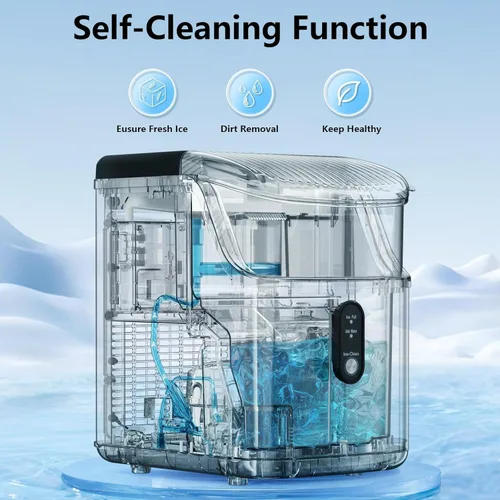 Vista 5 de Antarctic Star Nugget Ice Maker - Máquina de hielo masticable con limpieza automática, fabricación rápida de hielo de 34 libras/24 horas, operación