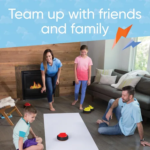 Vista 5 de HearthSong Curling Zone - Juego de rizadores flotantes con pilas para interiores - Divertido juego familiar para niños y adultos - 6 piedras rizadas