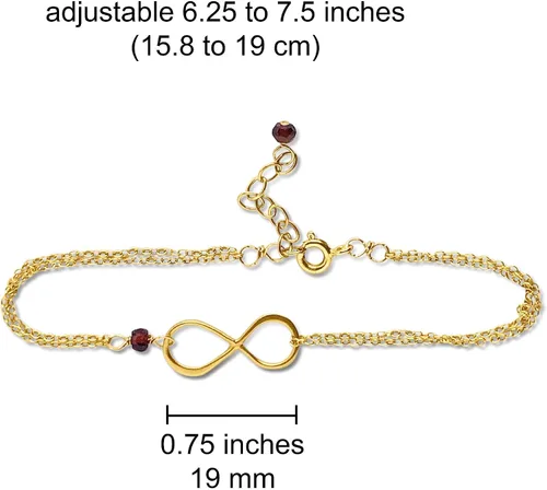 Vista 19 de Pulsera con dije de infinito con piedra natal, joyería hecha a mano, regalo para ella