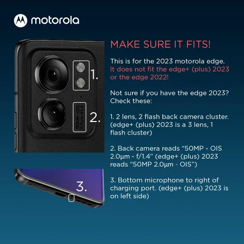 Vista 2 de Motorola Edge (2023) Funda protectora híbrida transparente - Ajuste de precisión, elegante funda para teléfono con absorción de golpes