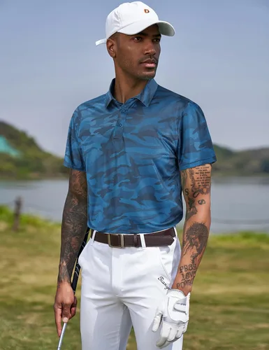 Vista 42 de TAPULCO Camisetas tipo polo de secado rápido para hombre, diseño de camuflaje, atléticas, ligeras, transpirables, casuales, para golf