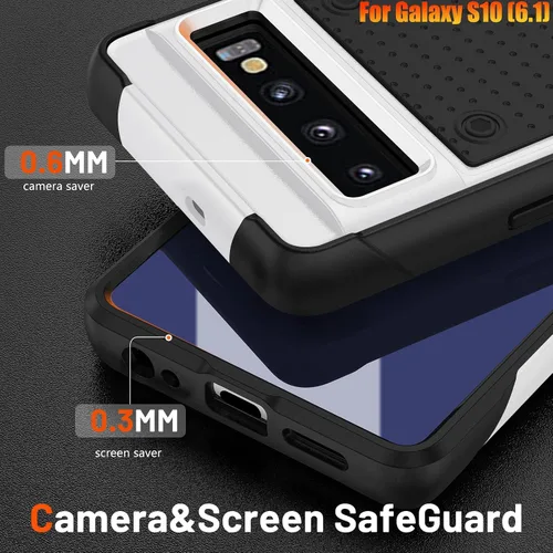 Vista 4 de Funda resistente para Samsung Galaxy S10 de 6.1 pulgadas, 4 esquinas con bolsas de aire [protección contra caídas de 12 pies], agarre texturizado