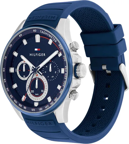 Vista 2 de Tommy Hilfiger Reloj de cuarzo de acero inoxidable para hombre con correa de silicona azul 21 Modelo 1791970 Azul Patchwork Reloj de cuarzo