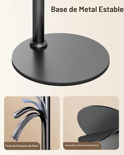 Vista 8 de NiceVeedi Anillo de luz magnético de escritorio de 10.2 pulgadas con soporte, anillo de luz de escritorio recargable de 5000 mAh para teléfono, luz
