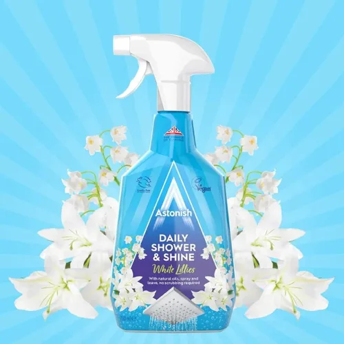 Vista 2 de Astonish Brillo de ducha diario, spray limpiador de ducha sin exfoliación, 25 onzas