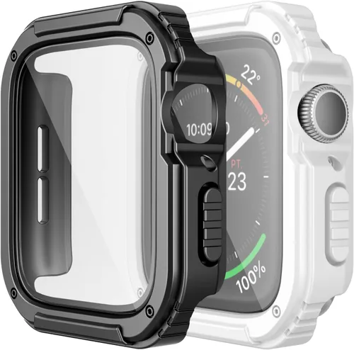 Vista 12 de Adepoy Paquete de 2 fundas resistentes compatibles con Apple Watch de 1.496 pulgadas Series 3/2/1 con protector de pantalla de vidrio templado