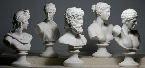 Vista 8 de greekartshop Conjunto 5 Busto Cabeza Dios Zeus Artemisa Afrodita Hermes Apolo Estatua Griega Romana Blanco