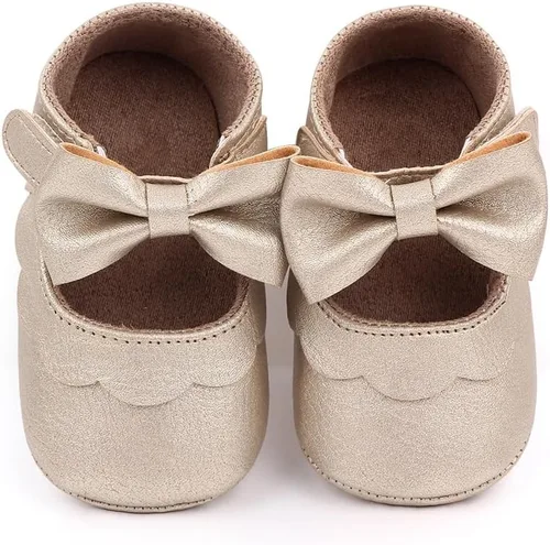 Vista 2 de Zapatos Mary Jane para bebés y niñas, suela de goma antideslizante, zapatillas de ballet para vestido de princesa, zapatos de boda, zapatos de cuna