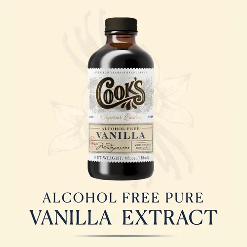 Vista 2 de Cook's, Sabor puro de vainilla sin alcohol, para cocinar, hornear, postres, extracto alternativo de vainilla de Madagascar sin alcohol, 8 onzas