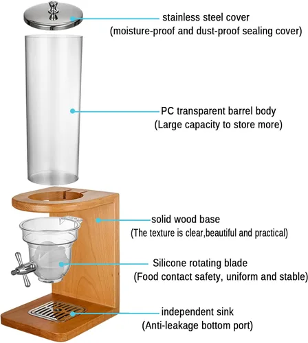 Vista 7 de Dispensador de cereales fácil de limpiar, dispensador de alimentos secos, dispensador de almacenamiento de contenedores de cereales de encimera