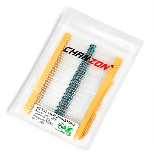 Vista 78 de Chanzon 100 piezas 1 Ω ohm Resistencia 1/4 W (0.25 W) Resistencia fija de película metálica 0.01 ±1% Tolerancia 1R MF Resistencias de agujero