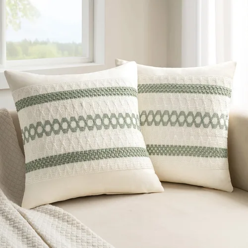 Vista 14 de MIULEE Fundas de almohada lumbares decorativas bohemias, cojín de algodón retro, tejido rustico de macramé para el hogar para cama, sofá, silla, Azul