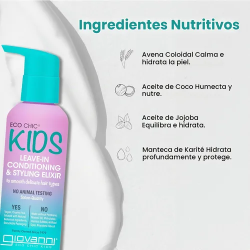 Vista 4 de GIOVANNI Eco Chic KIDs - Elixir de acondicionamiento y peinado sin enjuague
