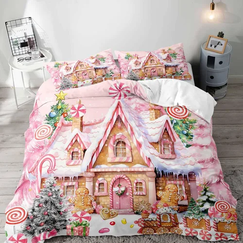 Vista 15 de LUVIVIHOME 2 piezas de funda de edredón de Navidad, juego de ropa de cama individual, ropa de cama rústica de cabaña, colcha de Navidad y Día