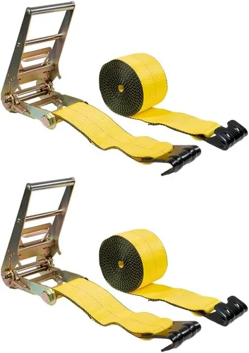 Vista 8 de Mytee Products Correas de trinquete de gancho plano de 4 pulgadas, correas de amarre de trinquete resistentes de 4 x 20 pies con ganchos planos