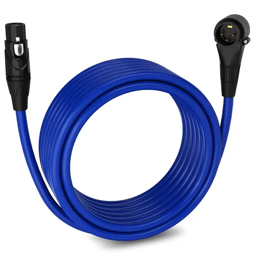 Vista 71 de LyxPro Cable de micrófono XLR hembra a macho de ángulo recto de 3 pines de 1.5 pies para altavoces amplificados, interfaz de audio, rendimiento