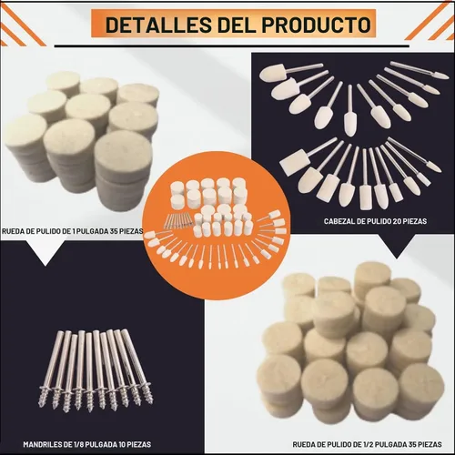 Vista 4 de 100 Ruedas de Pulido y Abrillantado para Kit de Pulido Dremel, Ruedas de Pulido para Accesorios de Herramientas Dremel, con Vástago de 1/8