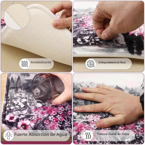 Vista 4 de Juego de accesorios de baño con cortina de ducha y tapete de baño rosado de París