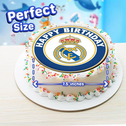 Vista 3 de 7.5 Madrid Elite - Decoración redonda comestible para tartas de cumpleaños, pastel de cumpleaños