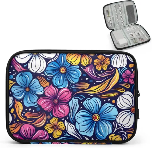 Vista 20 de Flowers Electronics - Funda organizadora de viaje, accesorios tecnológicos, bolsa de almacenamiento de cables para cables, cargador, teléfono, disco
