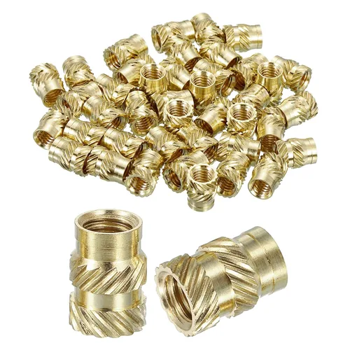 Vista 77 de uxcell Tuercas de inserción moleteadas, 100 piezas M1 x 1.5mm L x 2mm DE 3D Impresión de latón Tuercas de inserción roscadas hembras Insertos