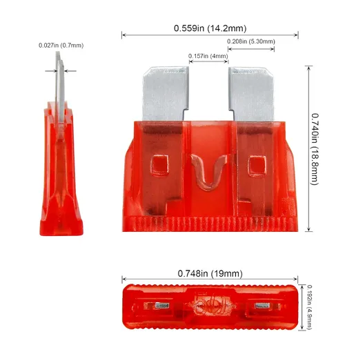 Vista 4 de Kit de 100 fusibles de automóvil – Kit surtido de fusibles de repuesto para automóvil, caravana, camión, motocicleta