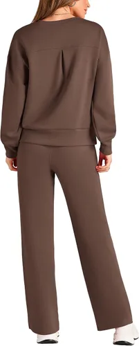 Vista 2 de PRETTYGARDEN Conjunto de 2 piezas para mujer, camiseta de manga larga y pantalones largos para otoño, conjunto de chándal