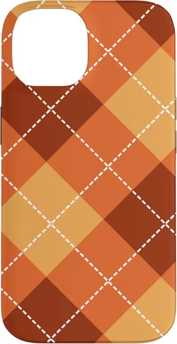 Vista 4 de Funda para iPhone 13 Pro, naranja, amarillo y marrón, a cuadros, otoño, calabazas