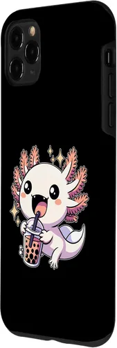 Vista 2 de Funda de té de burbujas japonesa para iPhone 11 Pro Max Kawaii axolotl Boba