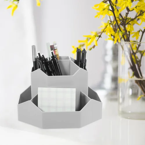 Vista 5 de STOBOK Organizador giratorio para brochas cosméticas, soporte para lápices, organizador de almacenamiento de bolígrafos, soporte de papelería
