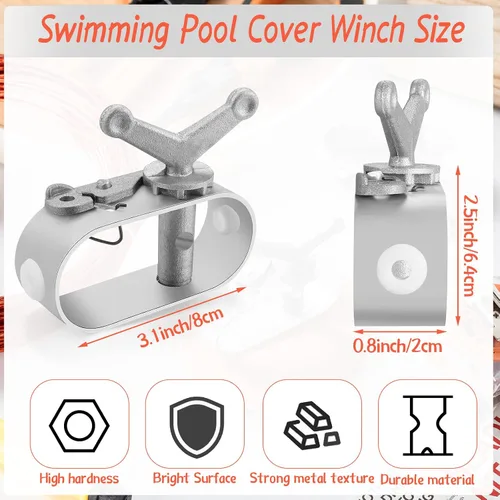 Vista 3 de Juego de 2 cubiertas de piscina para cabrestante y cable para cubierta de piscina, cable de 4 piezas, cabrestante para cubierta de piscina sobre