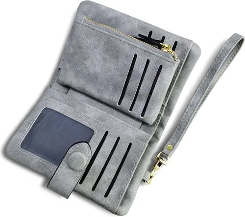 Vista 15 de AOXONEL Women's Small Bifold Leather wallet Rfid blocking Ladies Wristlet with Card holder id window Coin Purse