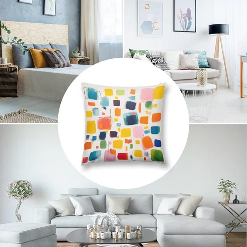 Vista 5 de Almohadas grandes para cama, fundas de almohada abstractas coloridas con patrón de rayas verticales, fundas de almohada cuadradas suaves, fundas
