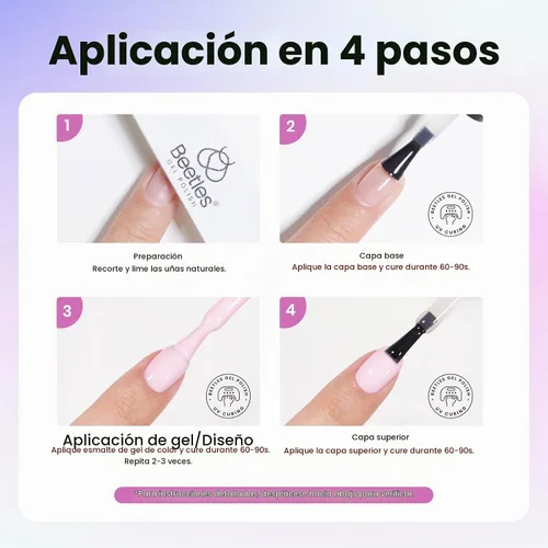 Vista 7 de Beetles - Kit de esmalte de uñas de gel con luz UV, 20 colores, juego de 31