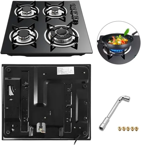 Vista 5 de Estufas integradas de 4 quemadores de 23 pulgadas, kit de conversión de placa de gas natural de acero inoxidable, superficie de acero inoxidable