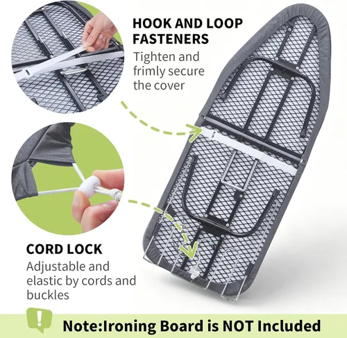 Vista 3 de Seiritex Funda para tabla de planchar de 12 x 32 pulgadas, se adapta a la tabla de planchar reflectante al calor, acolchado grueso con bordes