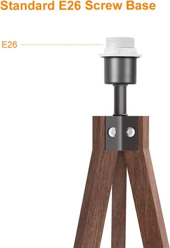 Vista 8 de Lámpara de pie de trípode LEPOWER, lámpara de pie de mediados de siglo Light-Diffusing Linen Shade, Premium Rubberwood Tripod with E26 Base