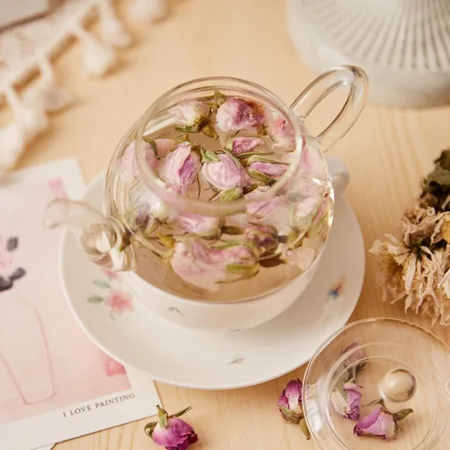 Vista 3 de ChaWuWarmSun [A] Brotes de té de rosas, 3 oz/85 g de pétalos de flor rosa hoja suelta Infusión de capullos de rosa seca de primera calidad.