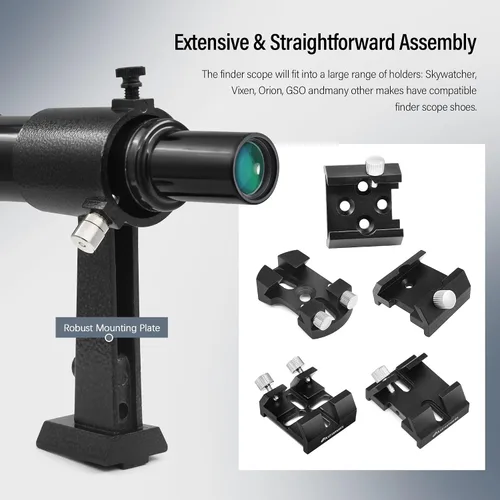 Vista 7 de Alcance buscador Astromania, 6x30 alcance óptico metálico para telescopio de astronomía - Proporciona imagen óptica no corregida de paso directo