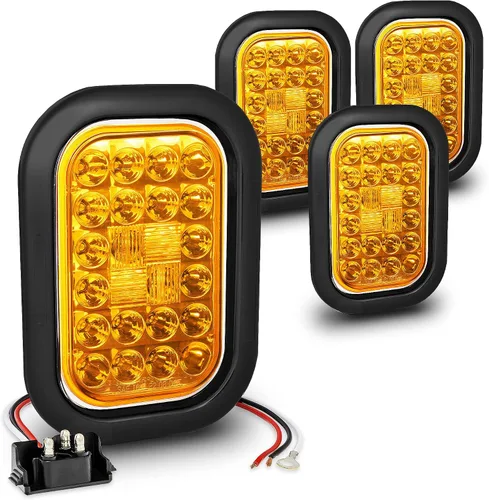 Vista 9 de TRUE MODS Kit de Luces Traseras LED Rectangulares Ámbar de 5x3 3x5 Pulgadas para Remolque [DOT FMVSS 108] [SAE I6 P P2] [Arandelas/Conectores]