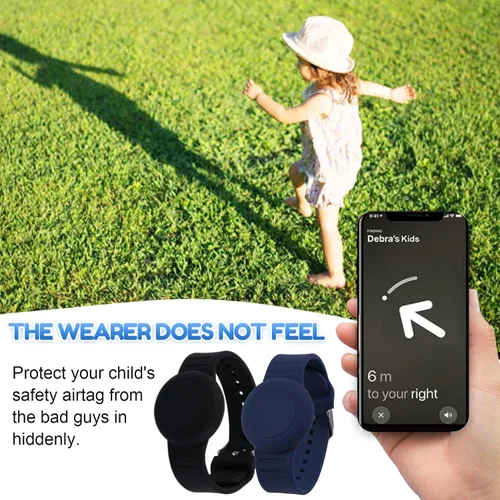 Vista 3 de Pulsera de AirTag impermeable para niños (paquete de 2), soporte de silicona suave y ligero para niños ocultos, pulsera Airtag para niños, funda