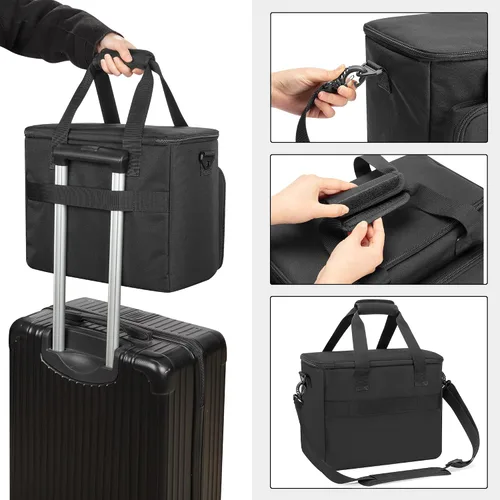 Vista 5 de PGmoon Funda de micrófono inalámbrico con 9 ranuras, bolsa de viaje para sistema de micrófono de mano, funda de transporte para cantar, karaoke