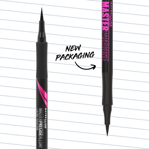 Vista 2 de Maybelline Eyestudio Master Precise All Day - Delineador líquido impermeable para todo el día, negro, 2 unidades (el embalaje puede variar)