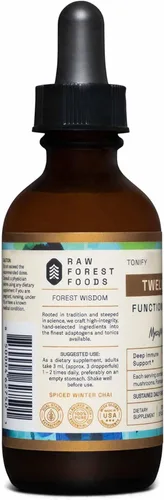 Vista 8 de RAW Forest Foods Tintura de elixir MycoMedic de hongos funcionales de doce ríos - Extracción 1:2 verdadera de doble etapa - Chai de invierno