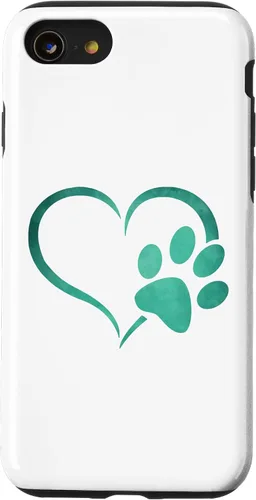 Vista 18 de Vintage green Dog Paw Print heart For Dogs Lover Case for iPhone 16