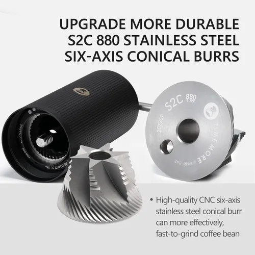 Vista 3 de TIMEMORE Molinillo de café manual de acero inoxidable con rebabas cónicas con capacidad de 0.71 oz numérico externo ajustable, molinillo de expressp