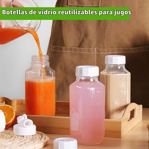 Vista 5 de CUCUMI - Paquete de 6 botellas de leche de vidrio de 16 onzas con tapas 6 piezas-16oz