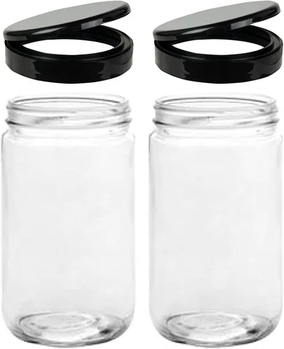Vista 15 de JARMING COLLECTIONS Frascos de vidrio Mason de 16 onzas con tapas de plástico sin BPA – Frascos Mason de boca regular para beber y almacenar