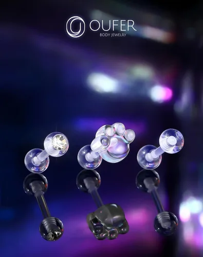 Vista 3 de OUFER 3 piezas de retenedores de piercing transparentes para cirugía, retenedor de joyería de piercing helix bioflex, joyería de piercing